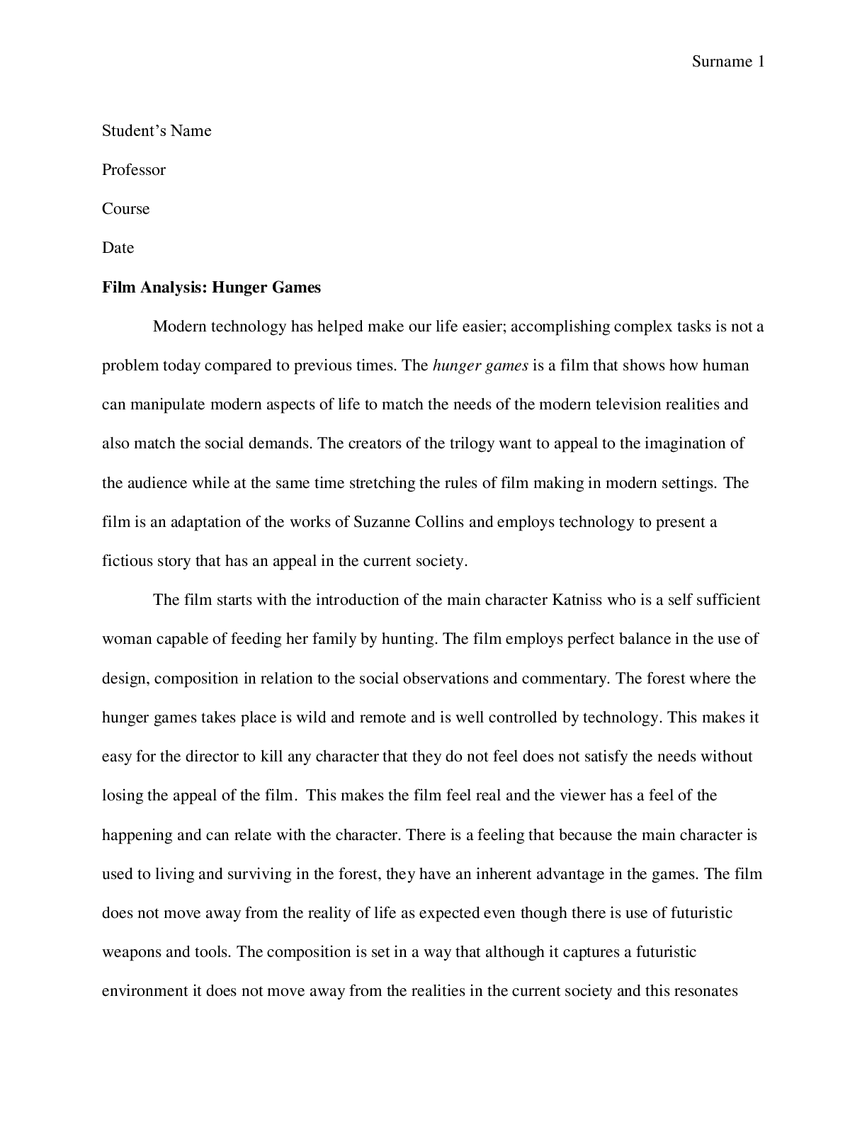 Preview image for Film Analysis: Hunger Games